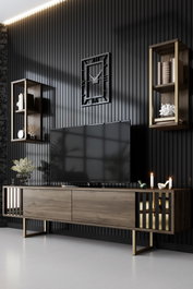 Hanah Home Gold Line Mueble de TV Nogal y Negro